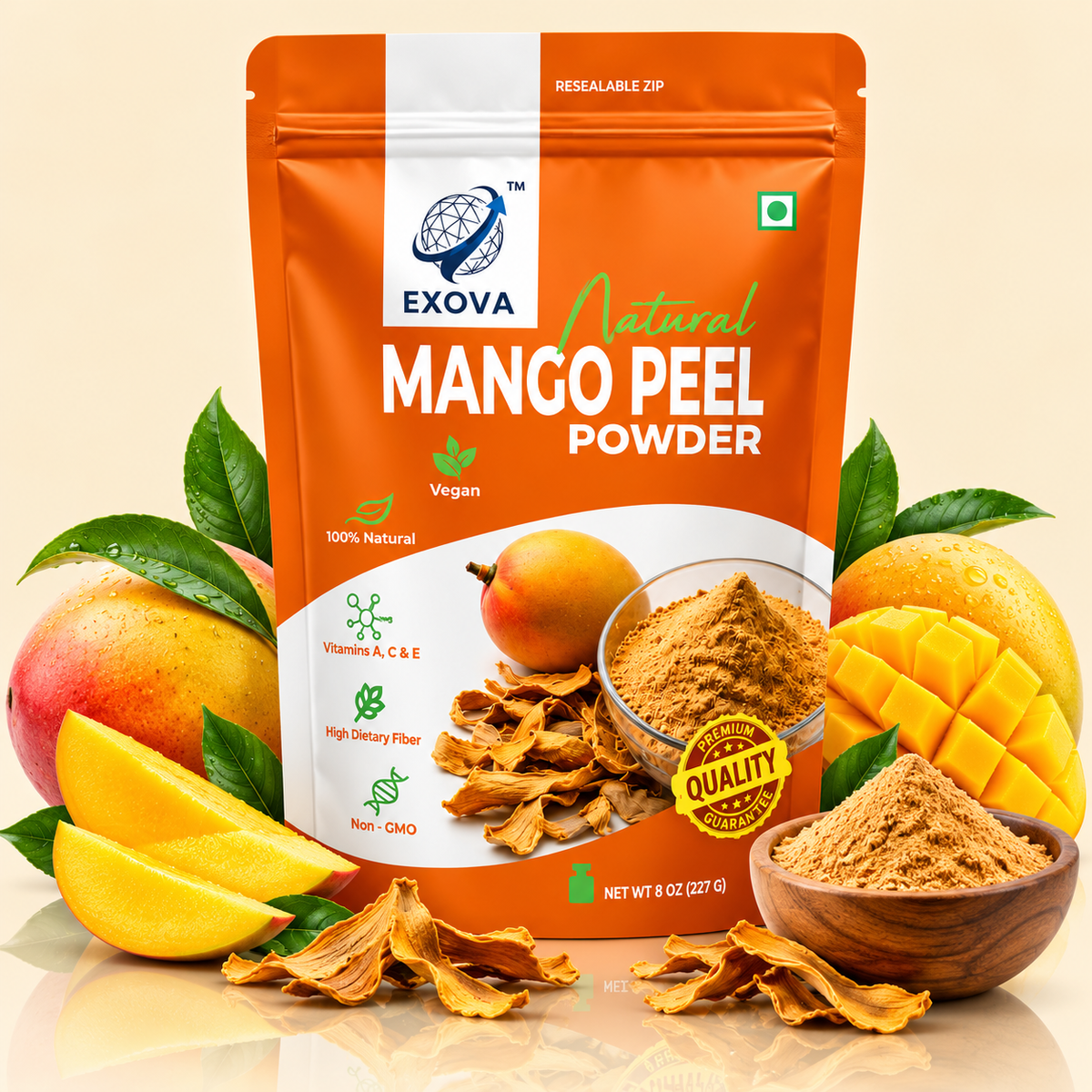Natural Mango Peel Powder (227g), Fine Mango Peel Powder